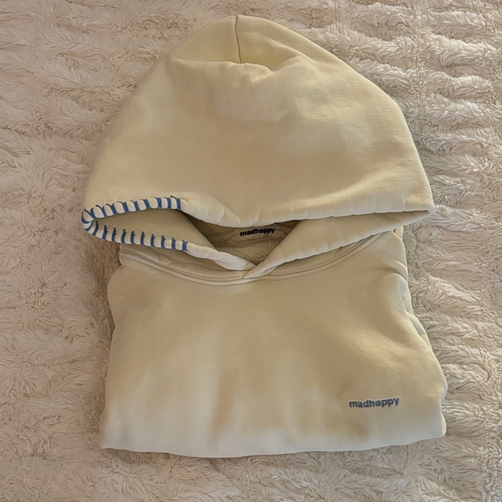 Madhappy Yellow Hoodie with Blue Stitching